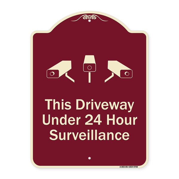 Designer Series-This Driveway Under 24 Hour Surveillance With Graphics, 24" H, BU-1824-9748